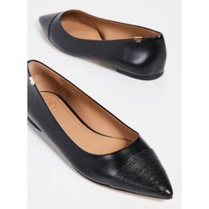 Tory Burch Penelope Embossed Cap-Toe Flats in Black